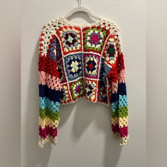 NWT Elan COLETTE RAINBOW MULTI CROCHET CARDIGAN size M - Picture 2 of 8